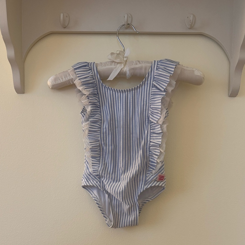 RuffleButts Seersucker Waterfall One Piece Swimsuit, 2T